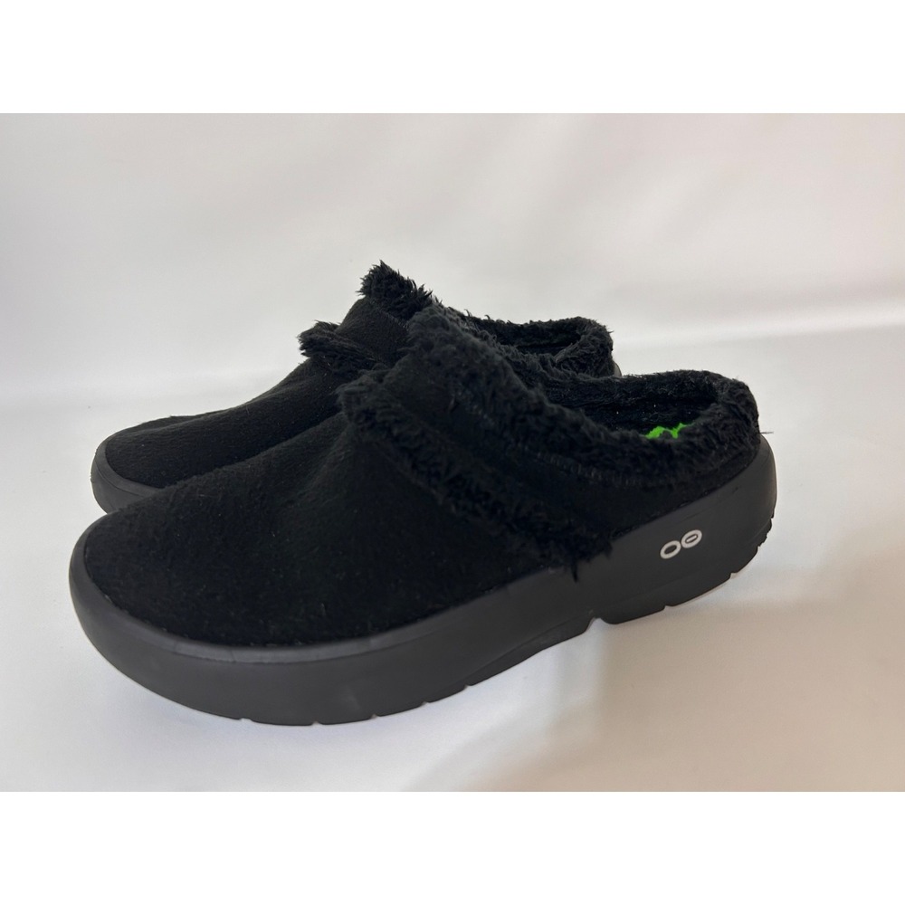 New Oofos Oocoozie Women's Black Thermo Mule Slip On Loafers Size US W 9 EU 40